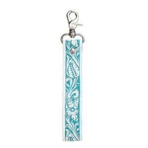 Myra tooled leather turquoise green/white keychain FOB western chic stylish.NWT